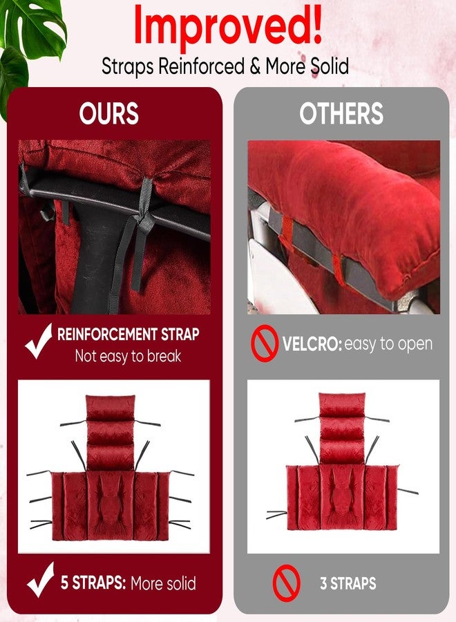 Suzile Wheelchair Cushion Wheelchair Seat Cushion with Strap Recliner Suitable for 18 Inches Armrest and Support for Senior(Burgundy) - Image 3
